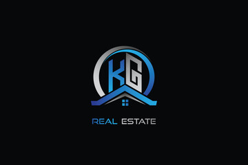 Fototapeta premium KG real estate letters logo design for construction or house. KG real estate letters logo Vector design 