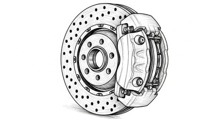 Automotive brake disc rotor with caliper assembly component. © Bang