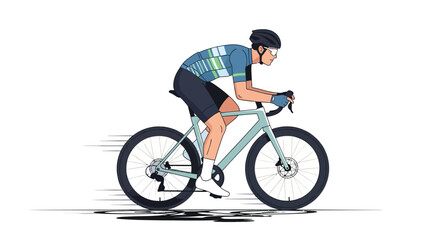 Fototapeta premium Cyclist in cycling race, riding bicycle on road with speed lines