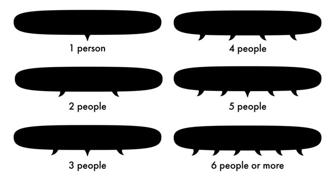 extra long oval speech bubble set with 1&ndash;6 bottom tails for group conversations