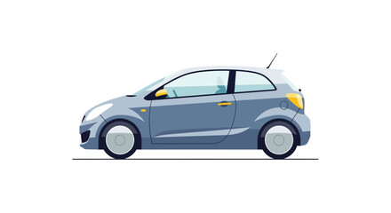 Obraz premium Flat design blue hatchback car illustration