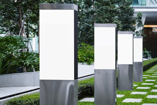 Mock up Sign stand Media advertisement set Blank Banners outdoor Public building space