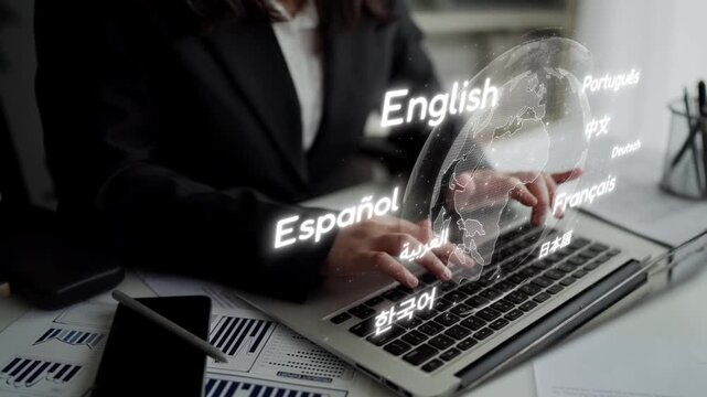 Global communication with multiple languages, digital translation tools, multilingual technology, cross-cultural communication, and virtual language learning environments. Muxer