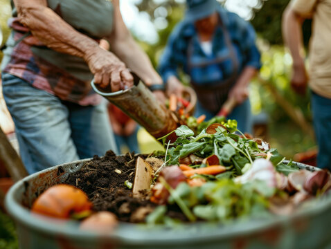 Gardening Community Creating Compost for Sustainable Farming