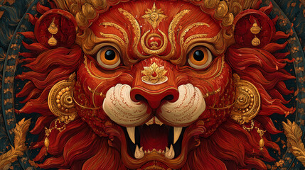 Obraz premium Narasimha Jayanti in Vibrant Traditional Hindu Painting Style.