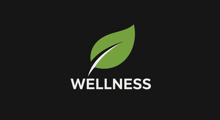 Fototapeta premium Wellness logo with green leaf symbol.