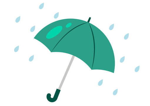 雨に濡れる緑の傘　梅雨のイメージ