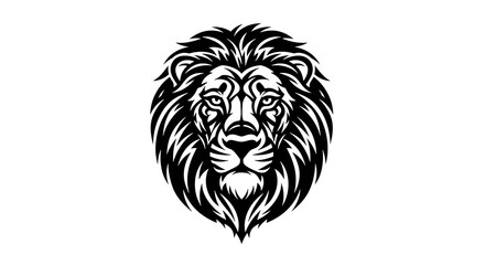 Obraz premium Black and white lion head illustration.