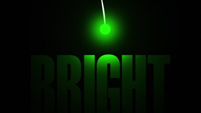 neon green glowing light pendulum swinging over bright text animation