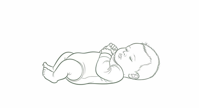 A baby lies on its back, sleeping peacefully with a pacifier.