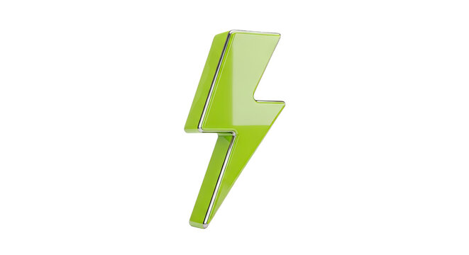 Green lightning bolt symbol with chrome trim