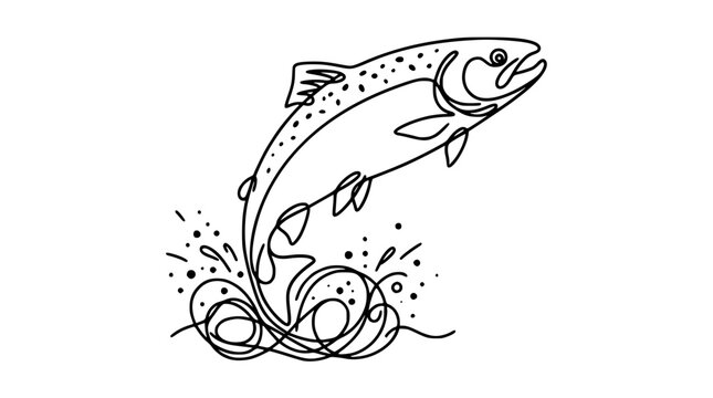 Vector illustration of a jumping fish in water splash design