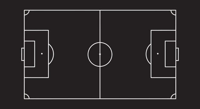 Soccer field diagram with markings.