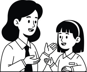 Fototapeta premium Teacher and student having conversation in school setting