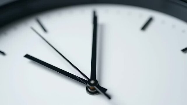 Closeup of Clock Face Showing Time Passing.