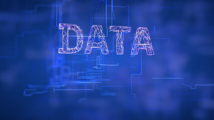 Fototapeta premium Cloud Computing Infrastructure with DATA Wireframe