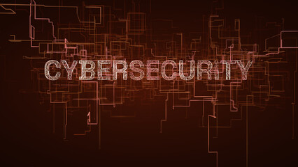 Obraz premium Cybersecurity text over digital network for data protection and network security.