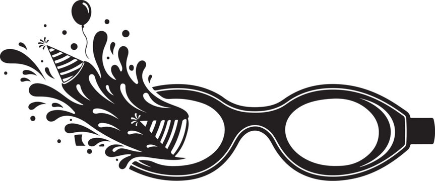 Black goggles, diving goggles, scuba diving, water sports, monochrome vector icon