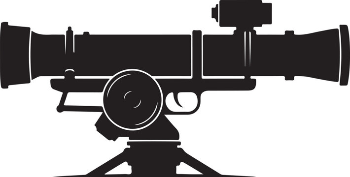 Sniper rifle, telescopic sight, black silhouette, gun icon, vector illustration
