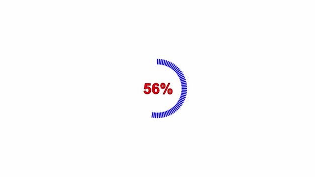 Circle loading animation on a white background,progress loading bar 0-100 percent on white background.