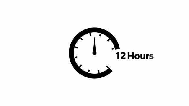Abstract 12 hours clock with circle arrow. Clock timer, Stopwatch animated icon clock animation.