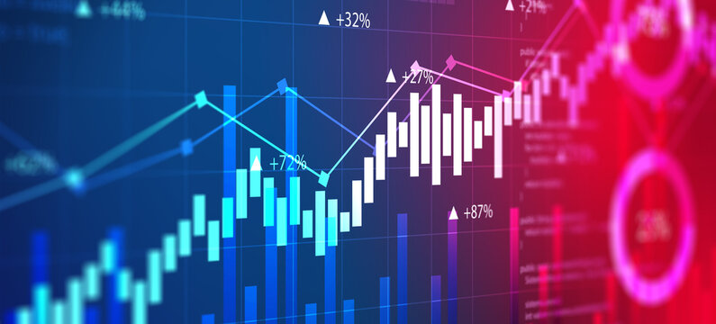 grafico, istogramma, concetto di economia e finanza, andamento,  investimento, mercato,  azioni