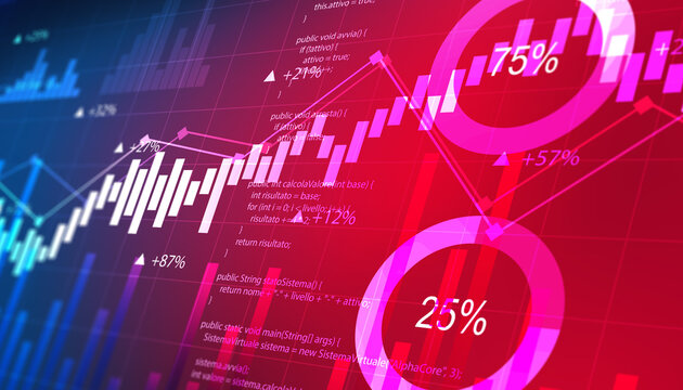 grafico, istogramma, concetto di economia e finanza, andamento,  investimento, mercato,  azioni