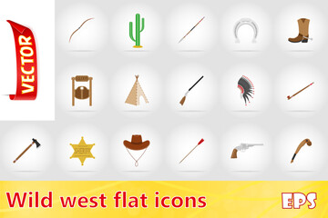 wild west flat set icons vector illustration © kontur-vid