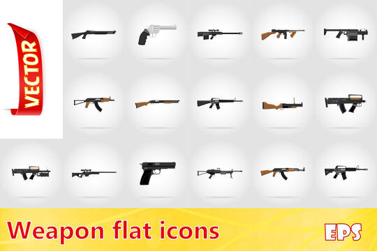 modern weapon firearms flat icons vector illustration