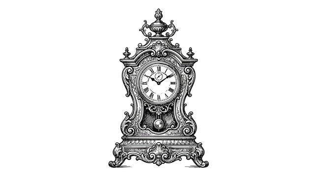 Elegant Black and White Antique Clock