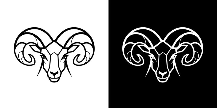 Ram Head Logo Design with Spiral Horns for Branding and Mascot Identity