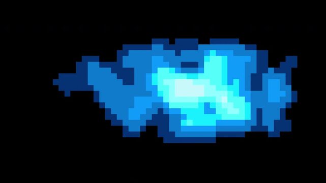 Pixel Art Fireball Animation with Alpha Mask - Blue Fire