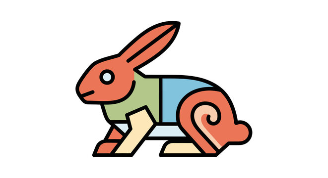 Geometric Rabbit Vector Illustration Isolated on White