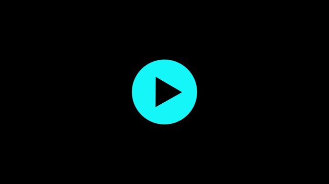 Play button icon animation on animation with black background.