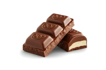 Fototapeta premium Chocolate bars, creamy filling, milk chocolate, dessert pieces