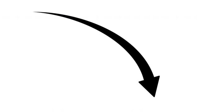 Downward Arrow Line Animation in Black on White Background