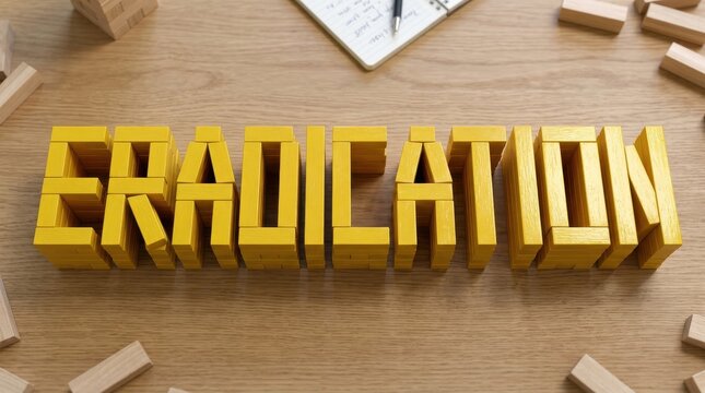 The concept of eradication is shown with wooden blocks on a table