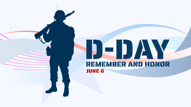 D-day remember and honor banner, poster and card, vector illustration