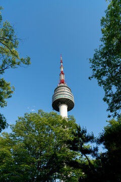 Low angle the N Seoul Tower view at daytime