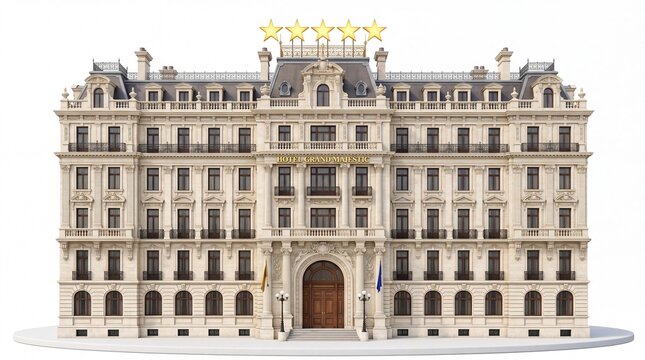 A grand historic european architectural building facade featuring ornate stone and classic design