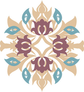 Flat, colorful composition (monogram) in a Gothic style. Ideal for vintage-themed designs. Symmetrical, botanical digital illustration on the theme of Gothic chivalry