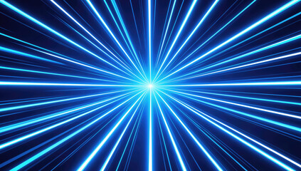 Fototapeta premium A bright blue and white starburst against a dark black background