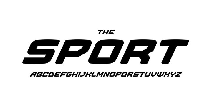 Sporty italic alphabet, wide bold font for powerful dynamic lettering, swift automotive logo, energetic daring headline, car racing branding. Vector typeset
