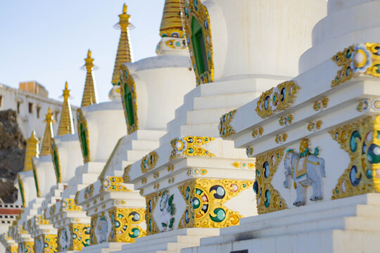 Stupas in Thiksey monastery Ladakh