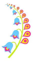 Fototapeta premium Colorful floral vector illustration with blue flowers and pink accents