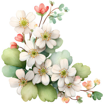 Saxifrage Flowers, watercolor illustration
