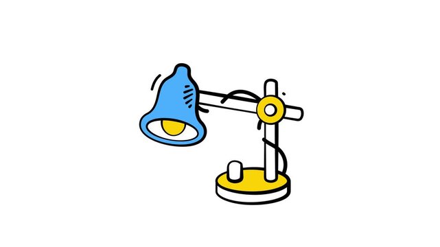 Adjustable desk lamp doodle animated icon in modern style, premium vector