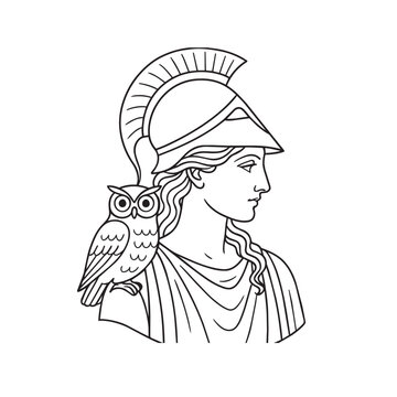 Elegant Athena with Helmet and Owl
