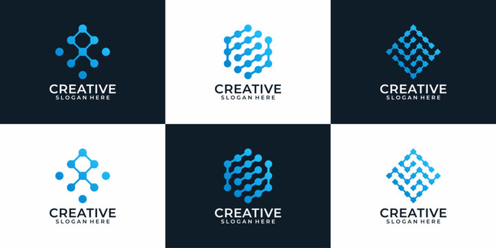 Set of creative modern abstract technology logo design for business company