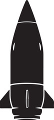 Fototapeta premium Black rocket icon, space shuttle silhouette, vector illustration, launch vehicle graphic